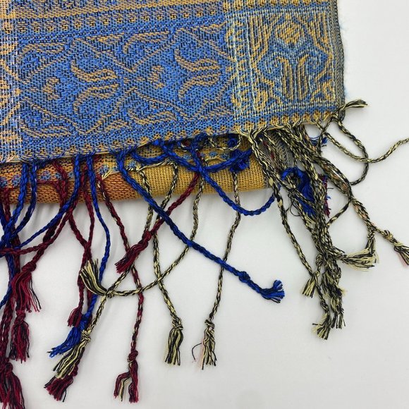 Pashmina Scarf Pashmina Silk Beautiful Multi-Colored Paisley Pattern Fringe - 27 - Picture 3 of 6
